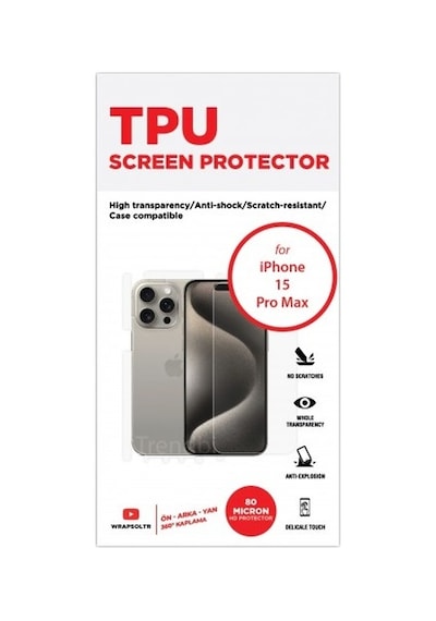 Apple iPhone 15 Pro Max Uyumlu Full Body 360 Derece Ön Arka Ve Yan Koruyucu Tpu Film