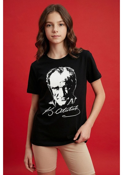 Tommy Life Siyah Atatürk Baskılı Unisex T-shirt - 11332