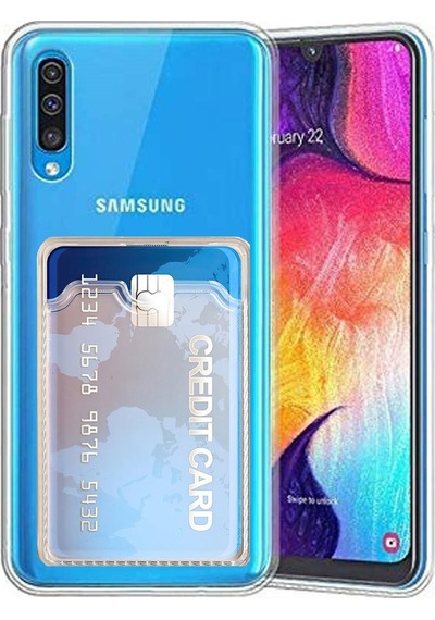 Kvy Samsung Galaxy Uyumlu A70 Kamera Korumalı Kartlıklı Setra Şeffaf Silikon Kılıf