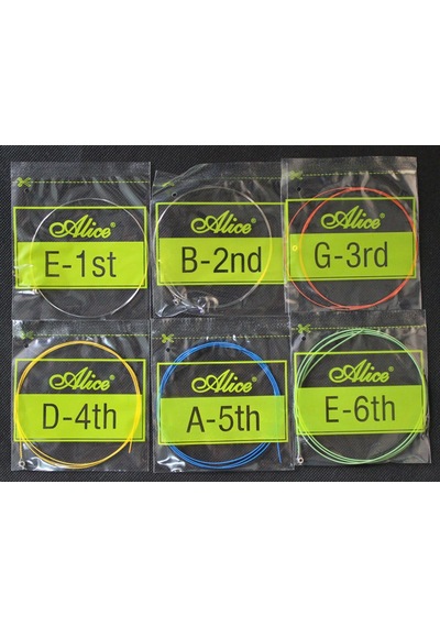 Alice A-407C Renkli Akustik Gitar Teli Seti-Rengarenk Tel Seti