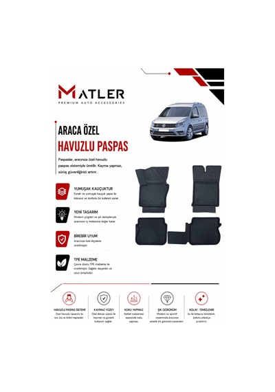 Volkswagen Caddy 2021 Model 4d Ekstra Havuzlu Paspas