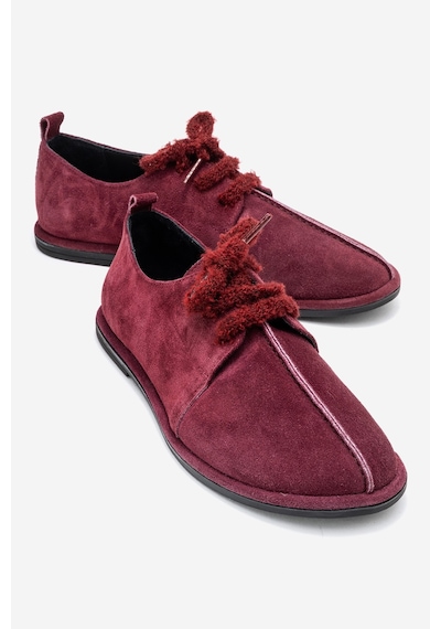 Luvishoes Luvi Shoes Denora Bordo Süet Hakiki Deri Kadın Günlük Ayakkabı Bordo