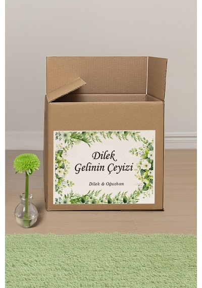 Çeyiz Etiketi 20'li Yeşil Çiçek Desenli Etiket Diğer