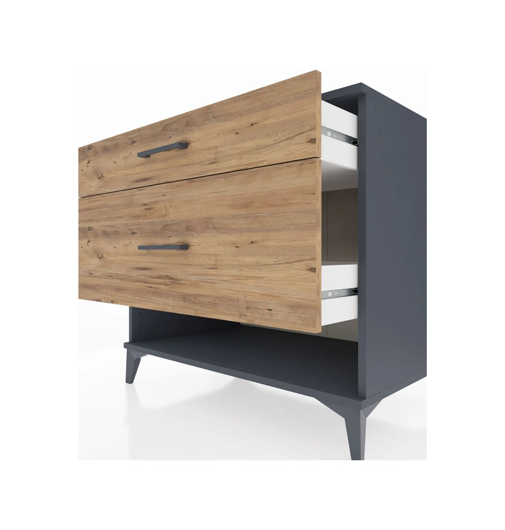 Kronos Şifonyer 2 Çekmeceli 88x59x80 Antrasit-çam Antrasit