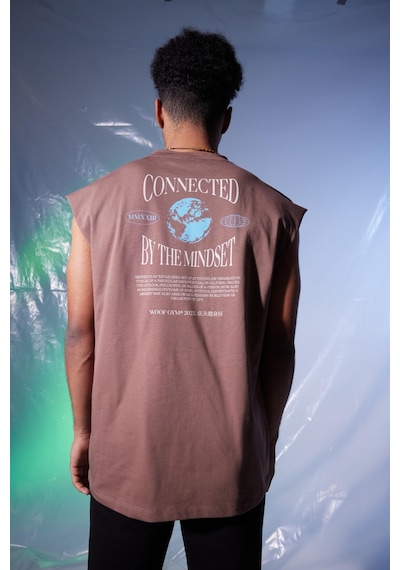 Woof Gym Connected By The Mindset Baskı Tank Top (Kakao) Kahverengi