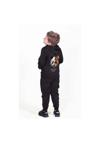 Fyk Kids Panda Baskılı Eşofman Takımı Siyah
