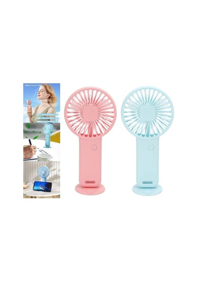 2 Adet Mini Fan,telefon Tutucu,portatif El Vantilatörü Pembe,mavi 9,3x19cm