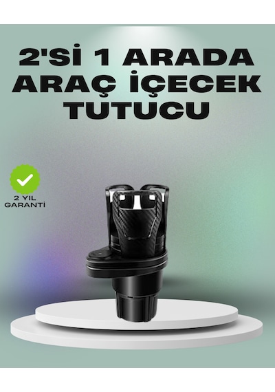 Araba Çift Bardak Tutucu 360 Dönebilen İkisi Bir Arada Ayarlanabilir