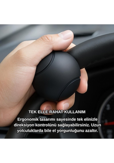 Coofbe Yeni Nesil 360 Döner Direksiyon Simit Topuzu Direksiyon Çevirme Topuzu Tüm Araçlara Uyumlu Sağlam Tutuş Siyah