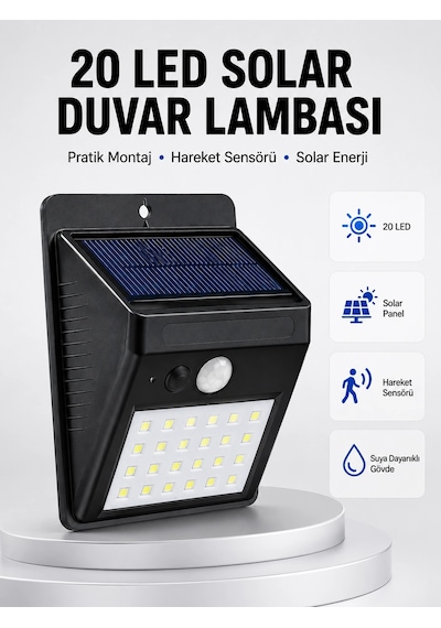 Su Geçirmez Ip65 20 Led Solar Sensörlü Bahçe Ve Veranda Aydınlatma Yeni Nesil Çok Renkli