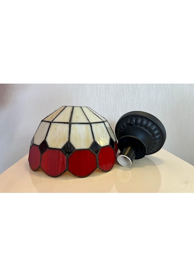 Yüceeller Tavan Vitray Avize 30 Cm 12" Kırmızı