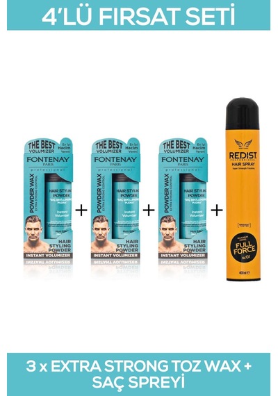 Fontenay Saç Şekillendirici Pudra Toz Wax Matt Effect Mavi 20gr X3 + 400ml Saç Sprey 4'Lü Set 2