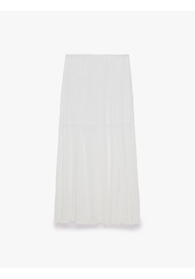 Koton Normal Bel Slim Fit Midi Dantel Etek Beyaz 6sak10067pk