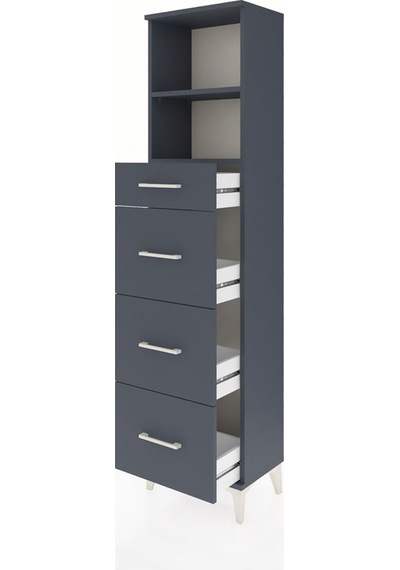 Arges Dolap 2 Raflı 4 Çekmeceli 44x30x182 Antrasit-antrasit Antrasit