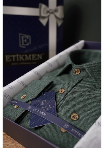Koyu Yeşil Oduncu Slimfit Erkek Gömlek Yeşil