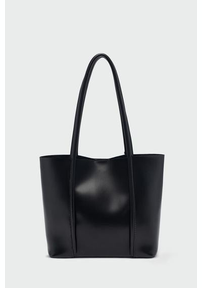 Shule Bags Pebbled Omuz Çantası Siyah Siyah