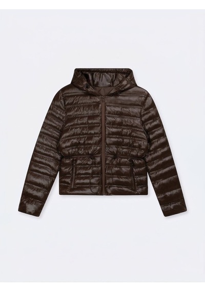 LTB Regular Fit Şişme Kapüşonlu Kahverengi Mont