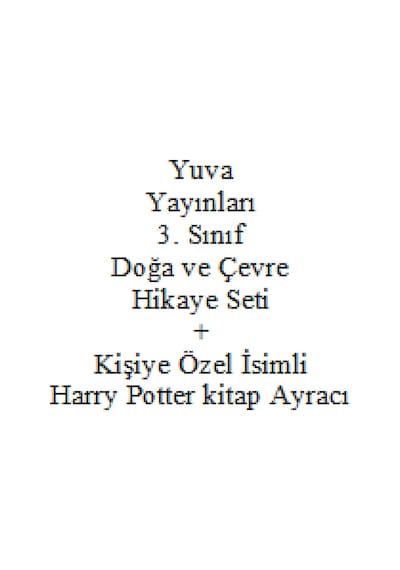 3. Sınıf Hikaye Kitabı Seti Yuva Yayınları Doğa ve Çevre + Kişiye Özel İsimli Harry Potter Kitap Ayracı