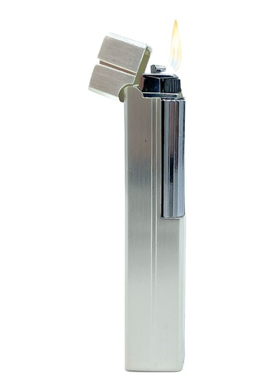 Slim Kare Metal Çakmak - Krom - Taşlı Gazlı Model 2