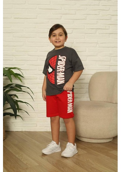 Cg Kids Örümcek Adam Erkek Çocuk Tshirt&şort Erkek Çocuk Alt Üst Takım Kırmızı