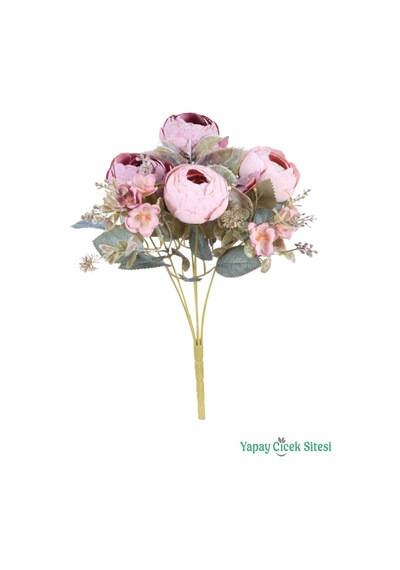 Yapay Çiçek Sitesi Yapay Şakayık Görünümlü Premium Ranunkulus Demeti 35 Cm Pudra Pembe