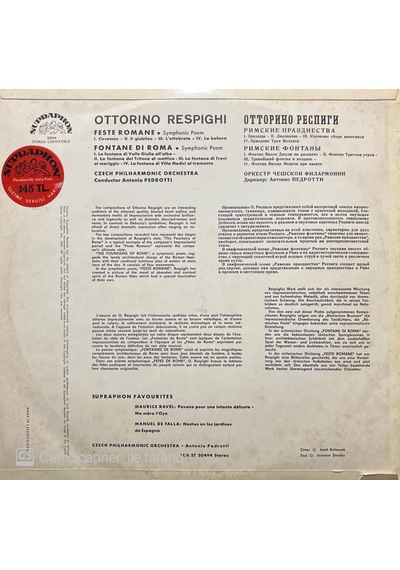 Ottorino Respighi Feste Romance Fontane Di Roma Lp Plak