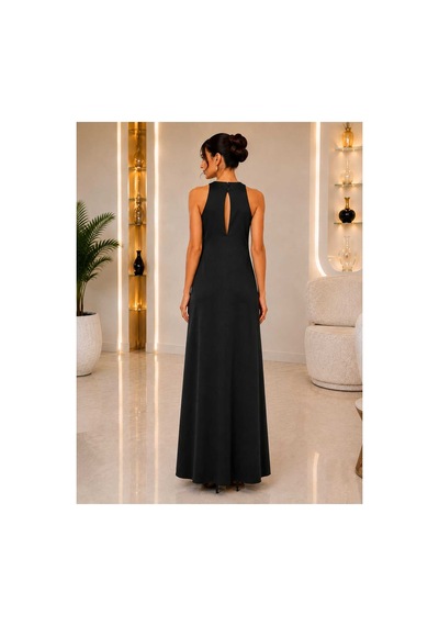 Gül&can Butik Saten Elbise Şık Gece Elbisesi Siyah