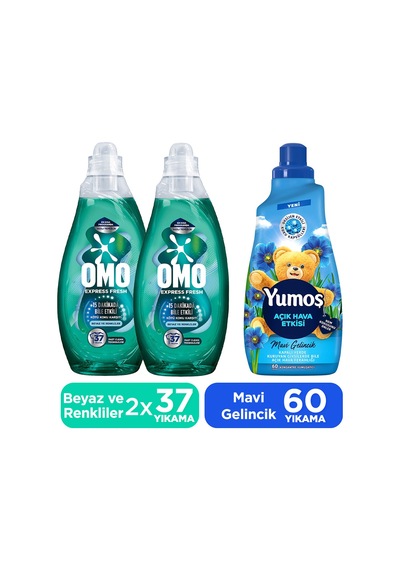 Yumoş Yumuşatıcısı Mavi Gelincik 1440 Ml X1 Omo Kötü Koku Karşıtı Beyaz Ve Renkliler 1480 Ml X2 Diğer