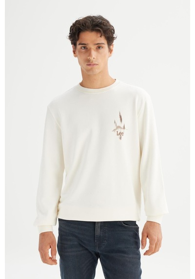 Lee Erkek Baskılı Sweatshirt Ecru Ecru