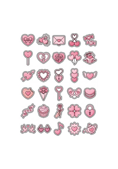 Pastel Estetik Kalp Sticker Seti 150 Adet - 5'li Mega Paket - Laptop Defter Ajanda Etiketi Çok Renkli
