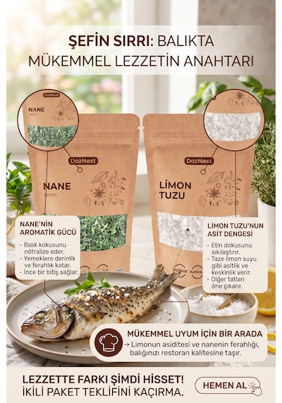 Doznest Balık Ustası İkilisi: Nane 500 Gr Ve Limon Tuzu 500 Gr