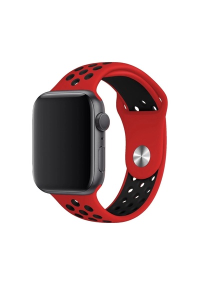 Apple Watch Uyumlu8 45mm Ile Kayış Spor Delikli Silikon Sd01 Kordon Kırmızı-siyah