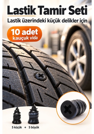 Lastik Tamir Vidası Dubleks Oto Tamir Seti Kiti 10 Adet Kauçuk Vida