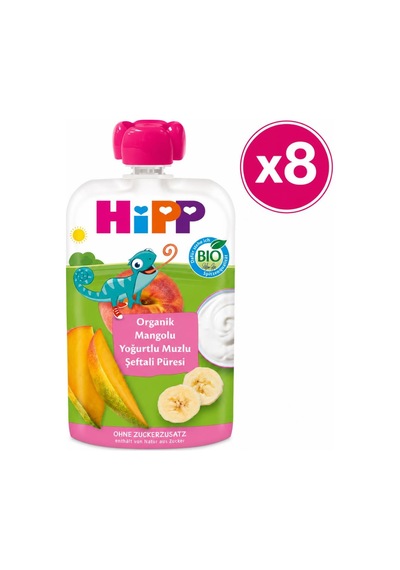 Hipp Organik Mangolu Yoğurtlu Muzlu Şeftali Püresi 100 G 8'li Paket