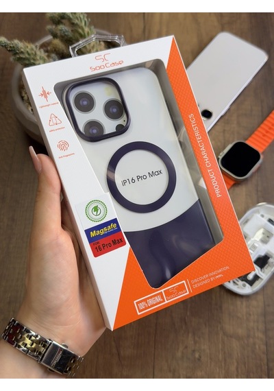 Apple iPhone 16 Pro Max Magsafe Uyumlu Mika Sararmaz Kılıf Soocase720 Mor