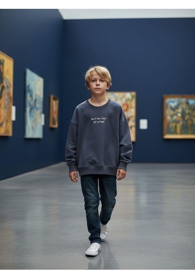 Zekids Erkek Çocuk Van Gogh Baskılı Tasarım Sweatshirt-16624 Füme