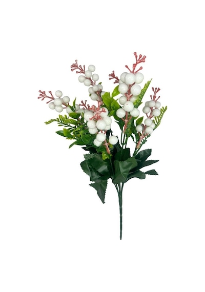 Yapay Çiçek Kokina Demet Beyaz K51 Yılbaşı Çiçeği Christmas White Berry