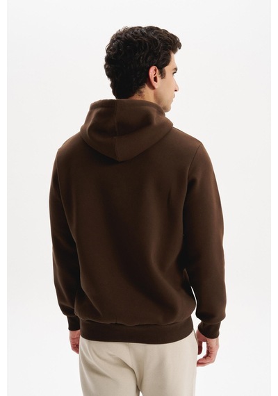 AR-MA Arma Erkek Kapüşonlu Kanguru Cepli 3 İplik Baskılı Şardonlu Regular Fit Sweatshirt K30254628702 Kahverengi