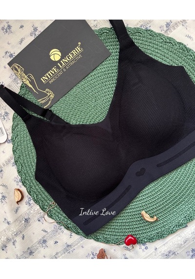 Intive Pureform Balensiz Dikişsiz Kopçasız Dokulu Seamless Bralet Siyah