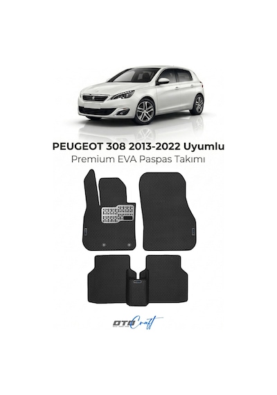 Peugeot 308 2013-2022 Araca Özel 3d Havuzlu Eva Paspas Tam Set 5 Parça