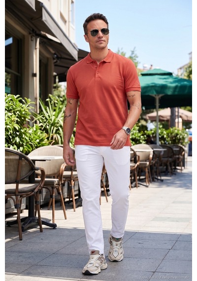 Buratti Pamuklu Regular Fit Düğmeli Erkek Polo Yaka T Shirt 5902127 Kiremit Buratti Pamuklu Regular Fit Düğmeli Erkek Polo Yaka T Shirt 5902127 Kiremit