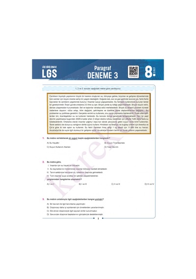 Karekök Müfredat Lgs Paragraf Denemeleri