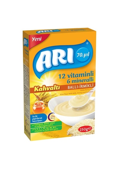 Arı Kahvaltı 12 Vitaminli 6 Mineralli Sütlü Ballı İrmikli 6+ Ay Pirinç Unu 250 G