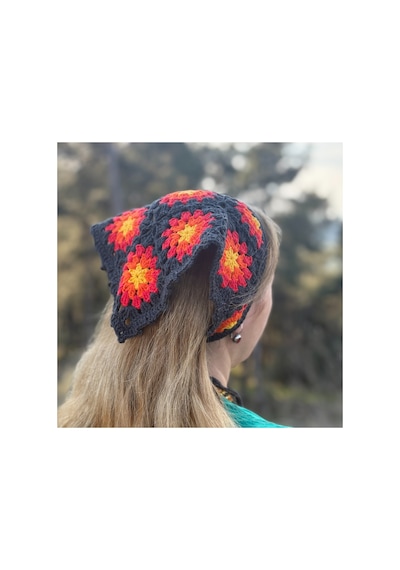 Tığ İşi Örgü Üçgen Bandana: Saç Bandı Füme Füme