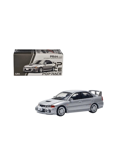 Pop Race Mitsubishi Lancer Evolution Iv Steel Silver Metallic 1:64 Diecast Model Araba Pr64-140 Gri