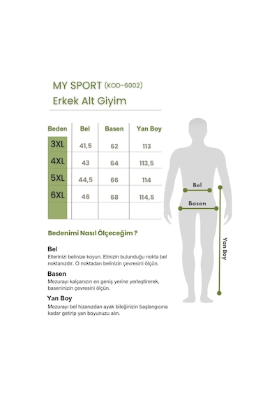 3 İplik Kışlık 6002 Erkek Eşofman Altı Siyah