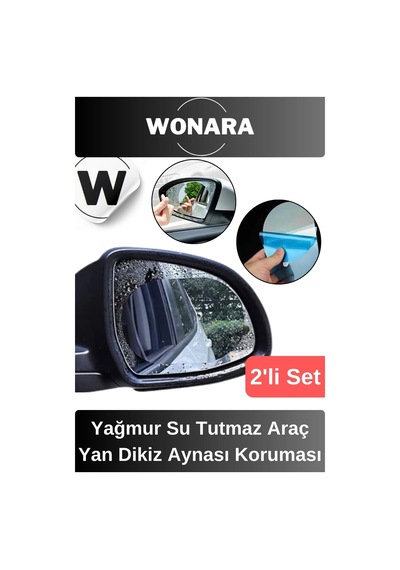 Özel Üretim Yağmur Kaydırıcı Buğu Önleyici Su Tutmaz Araba Yan Dikiz Aynası Koruma Filmi 2'li Set