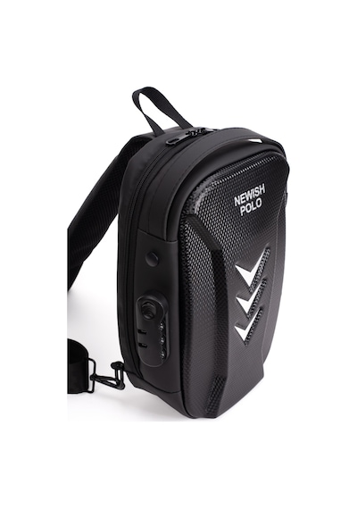 Newish Polo Erkek Şifreli Kilitli Su Geçirmez Sling Bag 404 Çapraz Omuz Ve Sırt Çantası - New404 Siyah