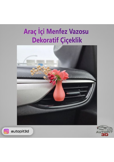Araç İçi Menfez Vazosu 2 Li Set Dekoratif Çiçeklik Havalandırma Çıkışı Uyumlu Dekoratif Çiçeklik