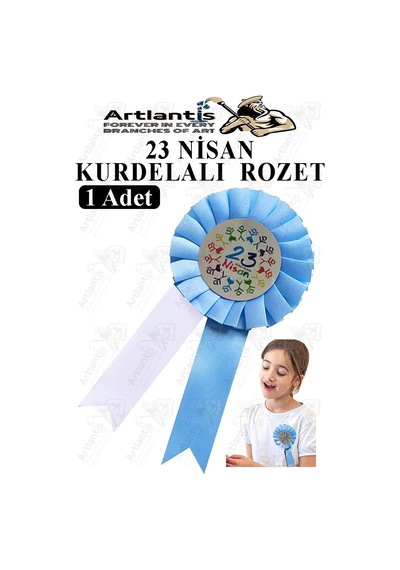 23 Nisan Kurdelalı Rozet 1 Adet Yaka Rozeti Çocuk Bayram Etkinlik 15 Cm Mavi